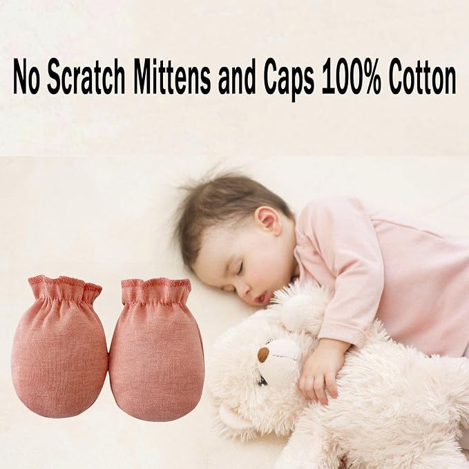 PandaEar 6 Pairs Newborn No Scratch Mittens, 100% Cotton Baby Girls Mittens | - Image 2