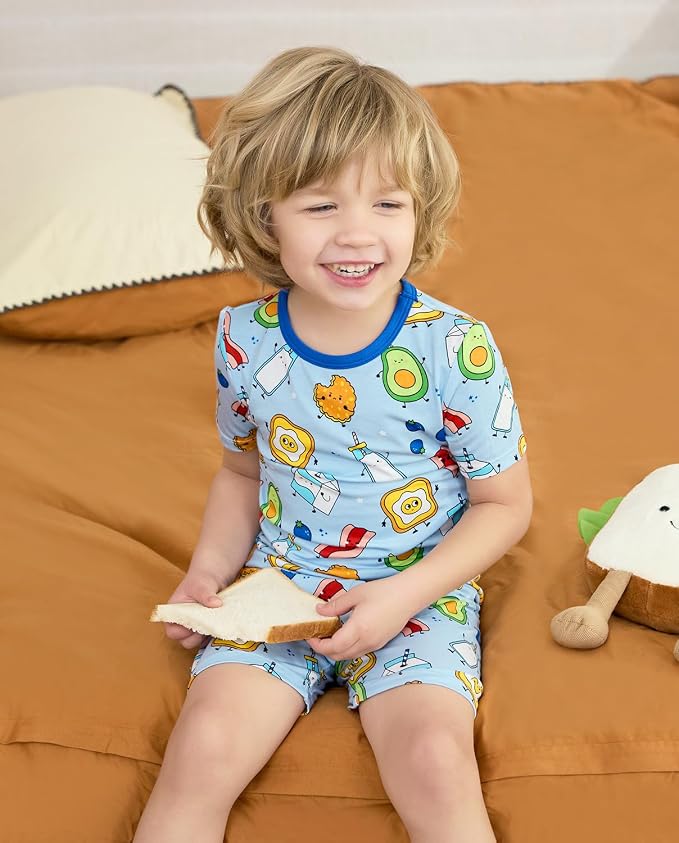 babee Reshinee Bamboo Viscose Toddler Boys Pajamas Set, Short Sleeve Kids - Image 9