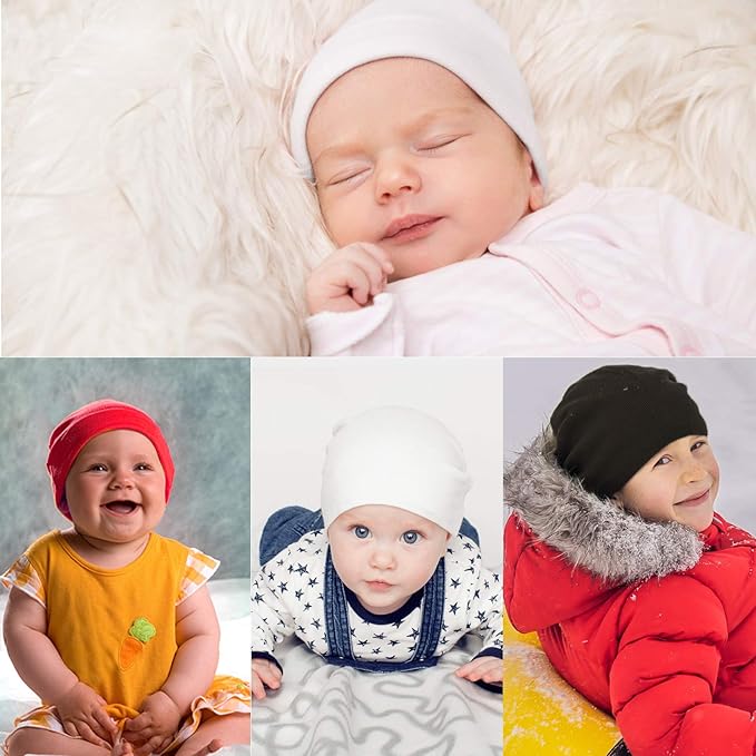 DRESHOW BQUBO 8 Pack Unisex Baby Beanie Hat Infant Toddler Kid Hats Baby Soft Cute Knit Cap Nursery Beanie