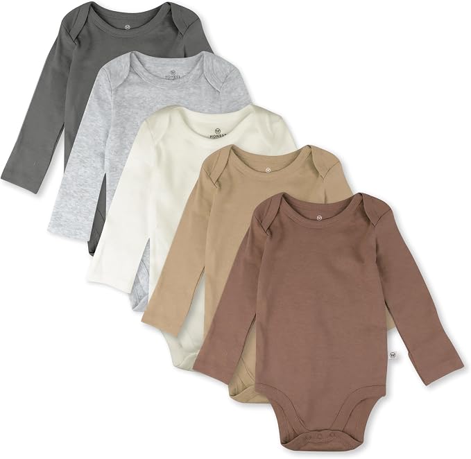 HonestBaby baby-girls 5-pack Long Sleeve Bodysuits One Piece 100% Organic Cotton by HonestBaby