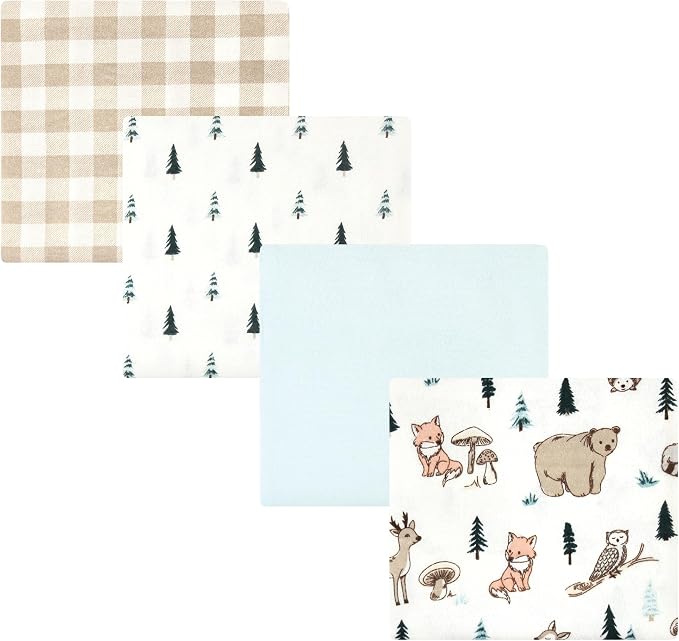 Hudson Baby Unisex Baby Cotton Poly Flannel Receiving Blankets, Boy Woodland by HudsonBaby