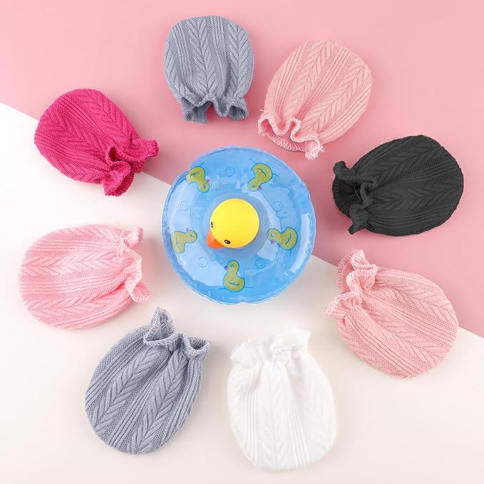 AQOKKA Newborn Baby Mittens No Scratch Cotton Elastic Wrist Gloves Infant - Image 8