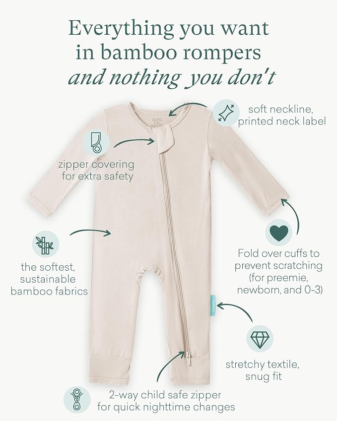 PurComfy Bamboo Viscose Baby Romper, Long Sleeve Pajmas - Image 2