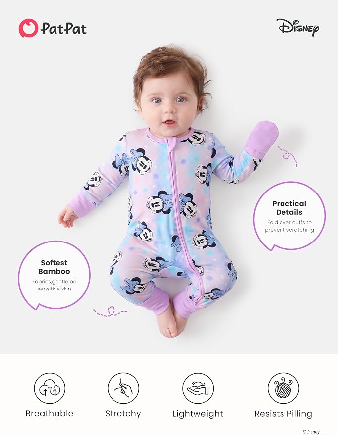 Disney Baby Viscose Made from Bamboo 2-Way Zipper Footie Outfit NB to Inf - Image 5