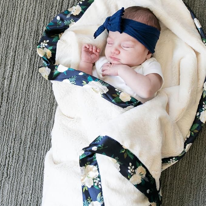 Saranoni Satin Border Receiving Soft Baby Blanket Rose Blossom 40x30 | by SaranoniLuxuryBlankets