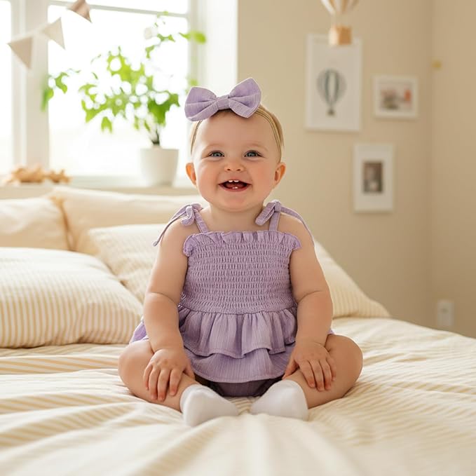 Newborn Baby Girl Summer Clothes Plaid Ruffle Bodysuits Onesie Infant Girl - Image 2