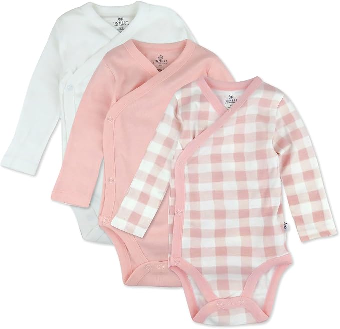 HonestBaby Baby 3-pack Long Sleeve Side-snap Kimono Bodysuits Organic Cotton by HonestBaby