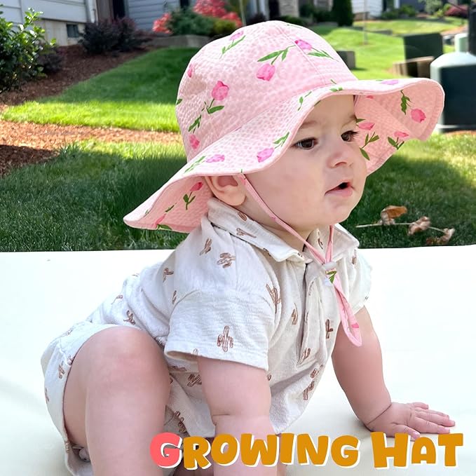 HONGTEYA Baby Sun Hat Wide Brim Adjustable Toddler Beach Bucket Hat | Soft - Image 6
