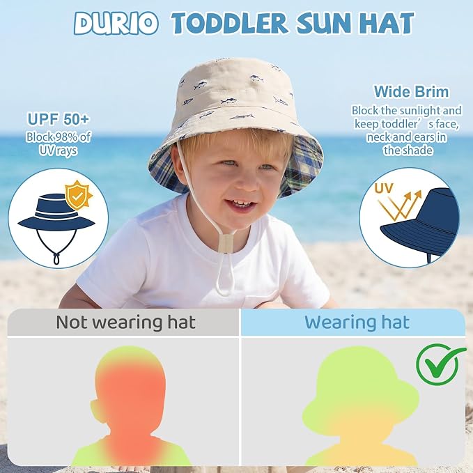 Durio Baby Sun Hat UPF50+ Wide Brim Bucket Hats - Image 2