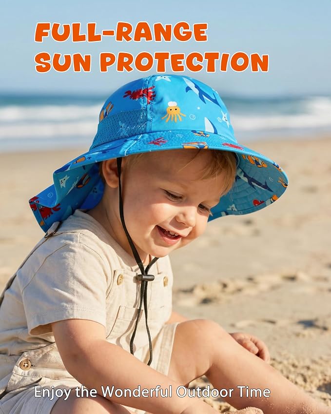 Toddler Baby Sun Hat Kids Summer Beach Essentials Adjustable Beach Hats - Image 5