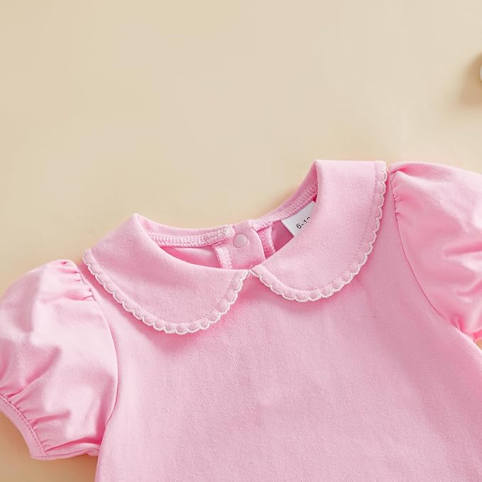 Baby Boy Girl Bubble Romper Short Sleeve Collar Summer Bodysuit - Image 4
