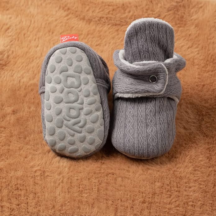 Infant Baby Boys Girls Cozy Fleece Booties Stay on Slippers Non Slip Soft - Image 3