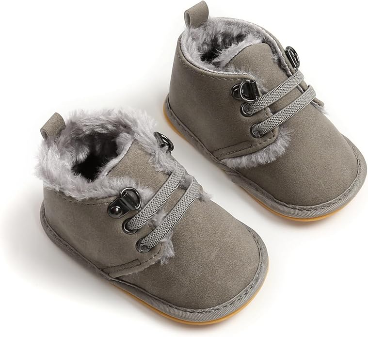 Baby Boys Girls Booties Fleece Anti-Slip Soft Sole Boots Toddler First Walker - Image 8