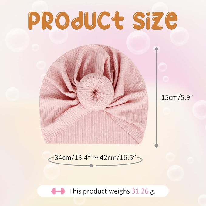 DRESHOW BQUBO 5 Pieces Newborn Baby Turban Hats Bow Baby Infant Beanie - Image 7