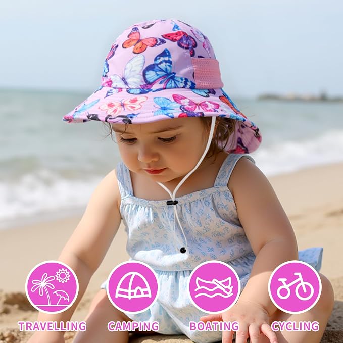 Toddler Baby Sun Hat Kids Summer Beach Essentials Adjustable Beach Hats - Image 4