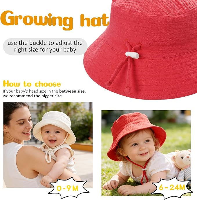 Baby Sun Hat Infant Toddler Summer Cotton Yarn Bucket Hat - Image 4