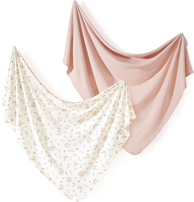 2-Pack Ultra Soft Stretchy Jersey Knit Baby Swaddle Blankets, 33x44 | Snug by BUYNOW
