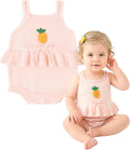Simplee kids Baby Girl Romper, Sleeveless Pompoms Square Neck | Soft Breathable by Simpleekids