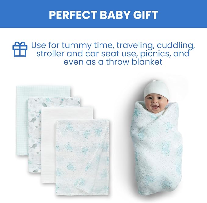 Delta Children 100% Cotton Muslin Baby Receiving Blankets - Image 7