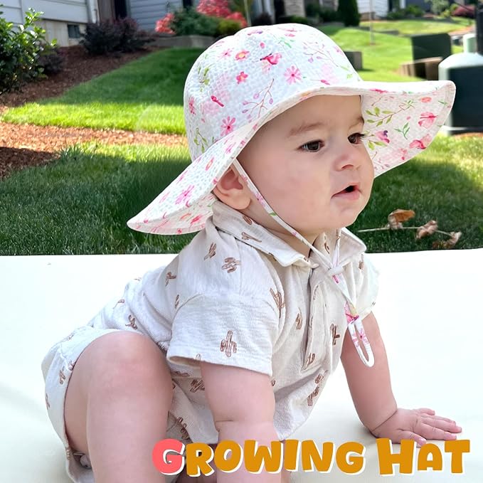 HONGTEYA Baby Sun Hat Wide Brim Adjustable Toddler Beach Bucket Hat | Soft - Image 6