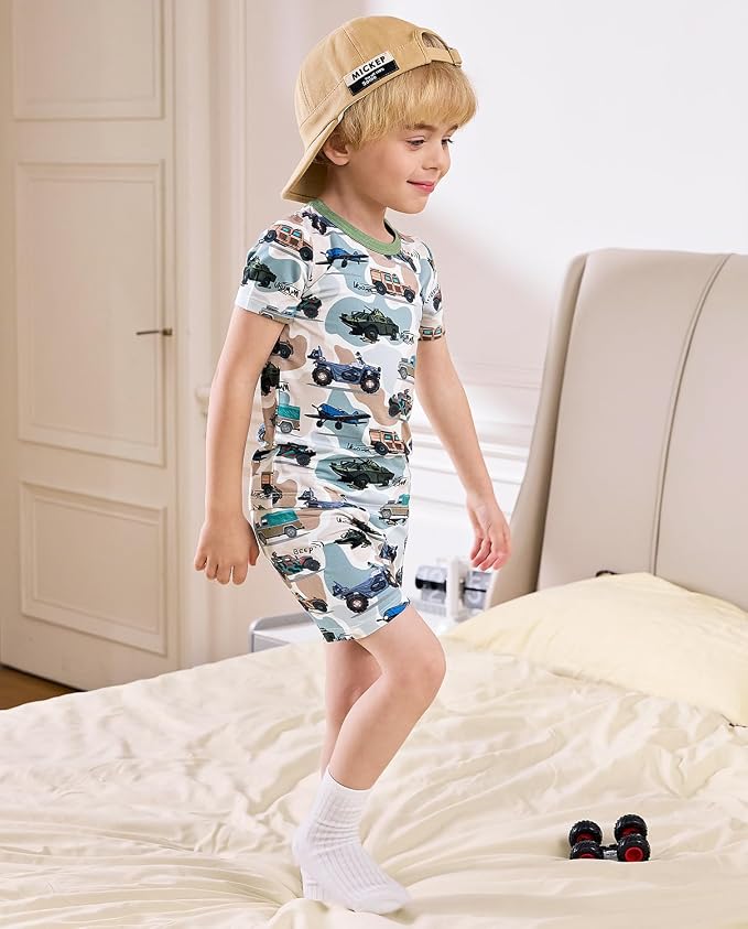 babee Reshinee Bamboo Viscose Toddler Boys Pajamas Set, Short Sleeve Kids - Image 4