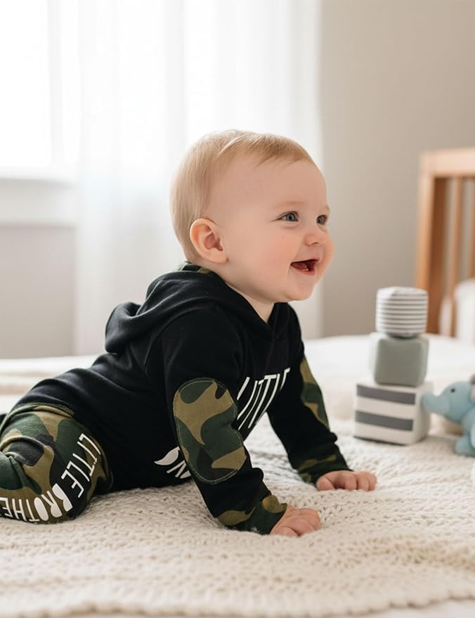 Fommy Newborn Baby Boy Clothes Plaid Letter Print Long Sleeve Hoodies + Long - Image 4