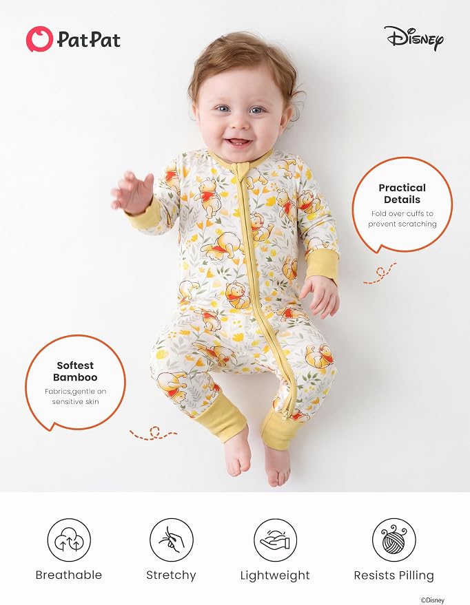 Disney Baby Viscose Made from Bamboo 2-Way Zipper Footie Outfit NB to Inf - Image 5