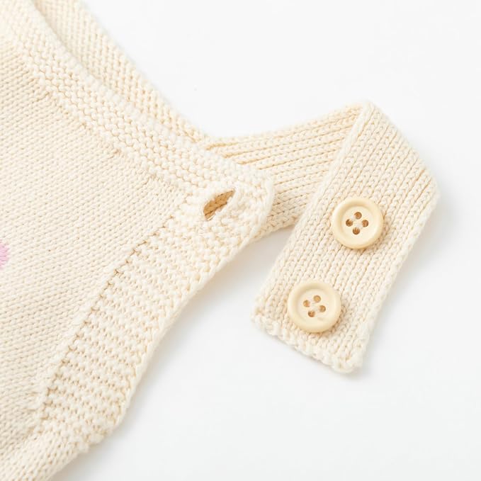 Simplee kids Baby Girl Romper, Sleeveless Pompoms Square Neck | Soft Breathable - Image 6