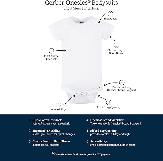 Gerber Baby Boys & Girls 5-Pack Premium Soft Cotton Bodysuits Onesies - Image 3