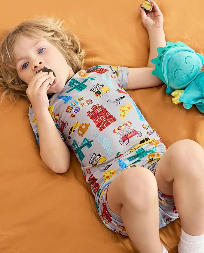 babee Reshinee Bamboo Viscose Toddler Boys Pajamas Set, Short Sleeve Kids - Image 5