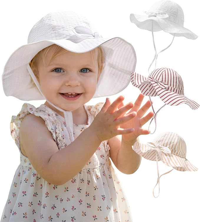 FURTALK 3 Pack Baby Sun Hat Toddler Beach Hat Girls UPF 50+ Wide Brim Infant by FURTALK