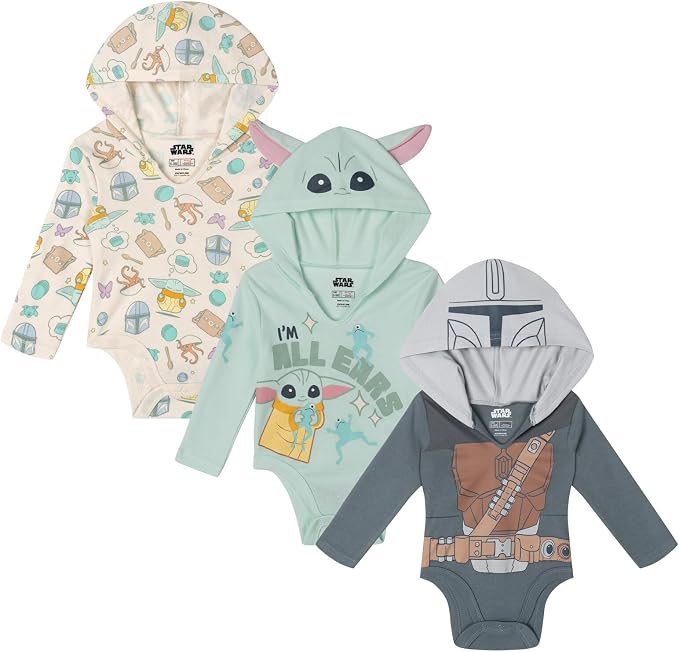 STAR WARS Baby 3 Pack Hooded Cosplay Bodysuits Newborn to Infant Sizes by StarWars