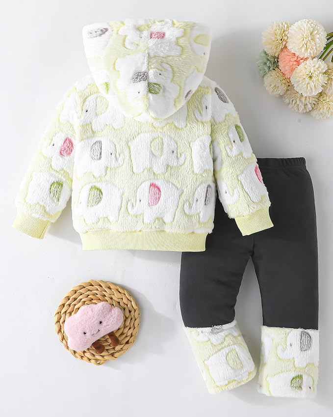 Jecson Toddler Girl Clothes Baby Girl Fleece Hoodie Outfits Thick Thermal - Image 9