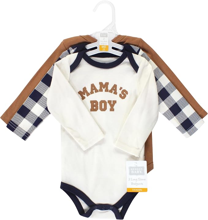 Hudson Baby baby-boys Cotton Long-sleeve Bodysuits 3-pack - Image 2