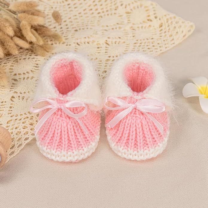 Meckior Baby Booties Newborn First Walkers Cozy Shoes Warm Hand Crochet Knit - Image 5