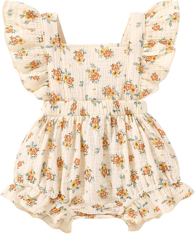 YOUNGER TREE Toddler Baby Girl Ruffled Sleeveless Romper Casual Summer Jumpsuit by YOUNGERTREE