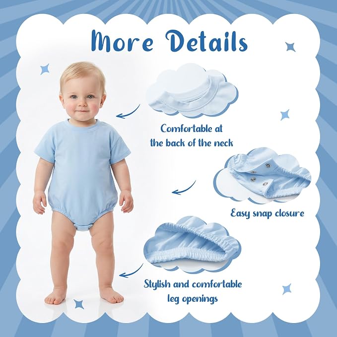 Bafeicao Baby Boy Girl Bubble Romper Infant Toddler T-Shirt Bodysuit | Organic - Image 4