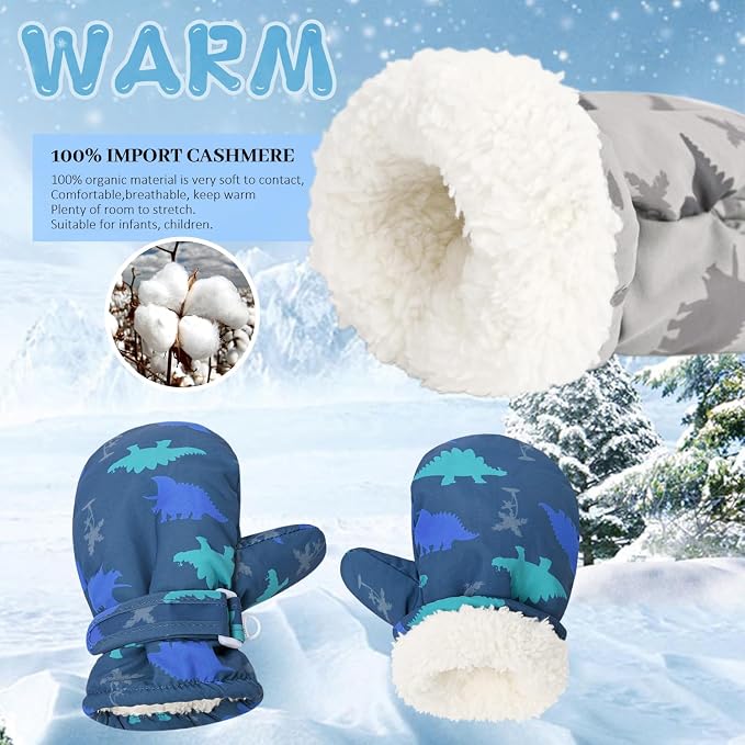 Fleece Lined Mittens for Baby Boys Girls, Baby Toddler Little Kids Winter Warm - Image 6