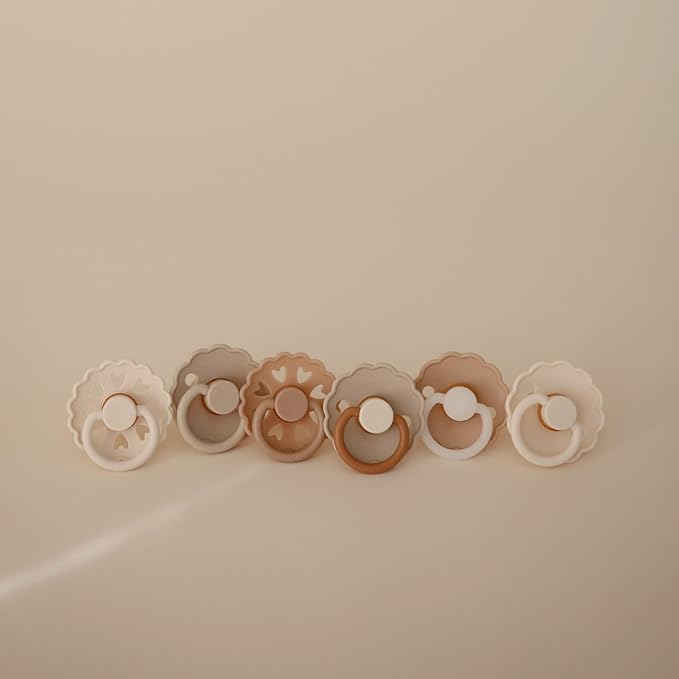 FRIGG SilkySoft Silicone Baby Pacifier 6-Pack Cinnamon Charm | Made in Denmark | BPA-Free (6-18 Months)