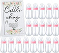 Roowest Bottle Chug Baby Shower Game Favors Including Flower Theme Bottle Chug Game Wooden Sign and 18 Pcs Pink Baby Bottles for Baby Shower Game Gender Reveal Party Supplies