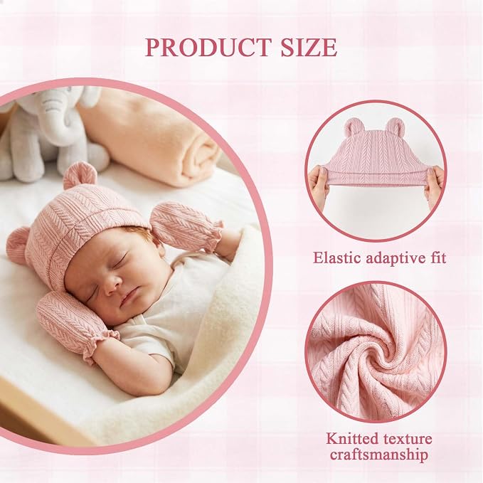 Newborn Baby Girl Hats Mittens Set Cotton - Image 2
