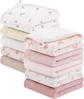 Bearmoss 10 Pack Muslin Burp Cloths, Newborn Essentials Large Extra Washcloths by Bearmoss