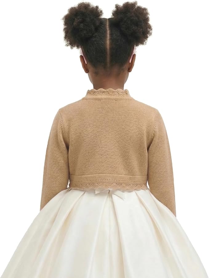Lilax Little Girls' Knit Long Sleeve Button Closure Bolero Cardigan Shrug - Image 5