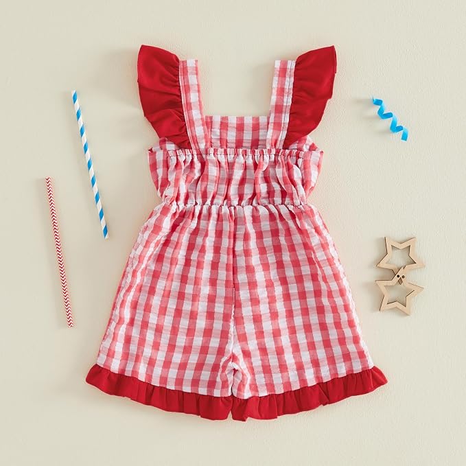 Little Girl Romper Toddler Overalls Summer Bow Jumpsuit Boho Outfit 6M-5T - Image 6