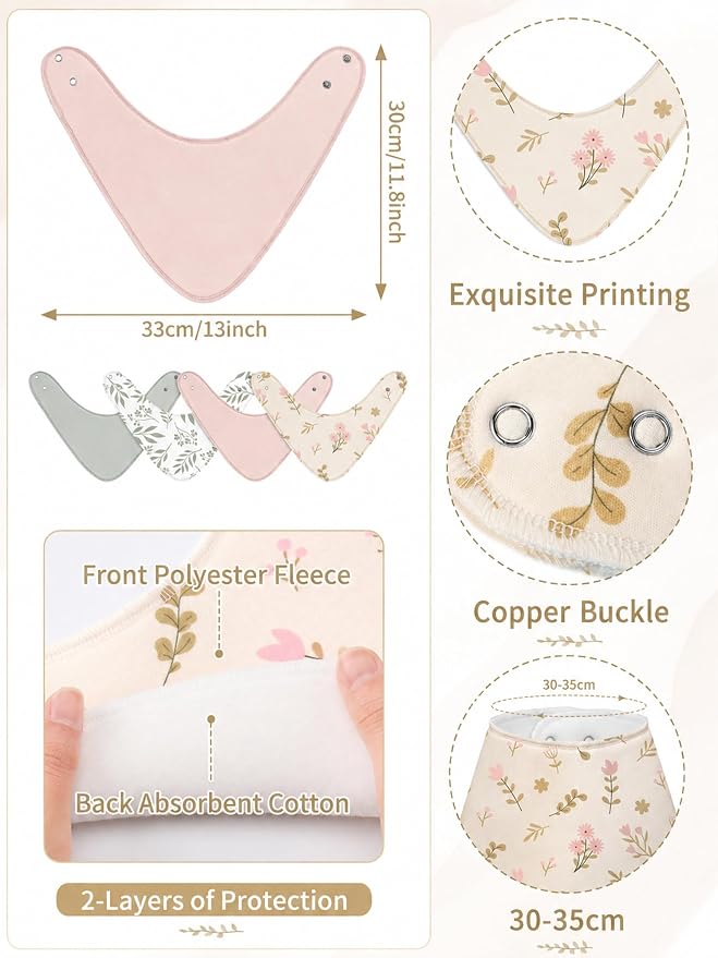 4 Pcs Baby Bandana Bib Cute Baby Nursery Decor Cotton Newborn Infant Feeding - Image 2