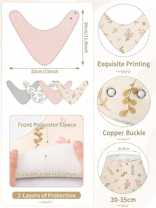 4 Pcs Baby Bandana Bib Cute Baby Nursery Decor Cotton Newborn Infant Feeding - Image 2