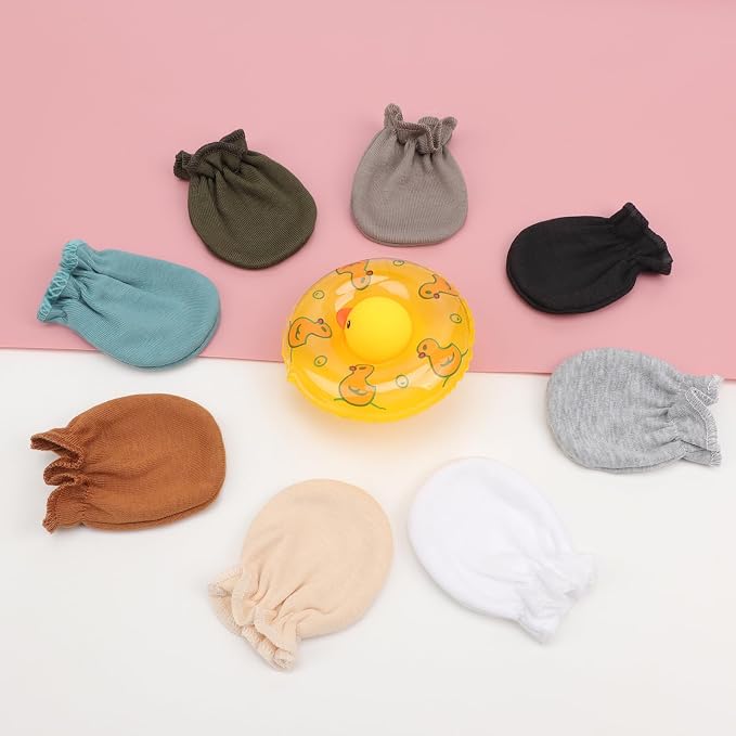 AQOKKA Newborn Baby Mittens No Scratch Cotton Elastic Wrist Gloves Infant - Image 6