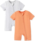 PATPAT Baby Boy and Girl Bamboo Viscose 2-Pack Romper | 2-Way Zipper, Soft and by PATPAT