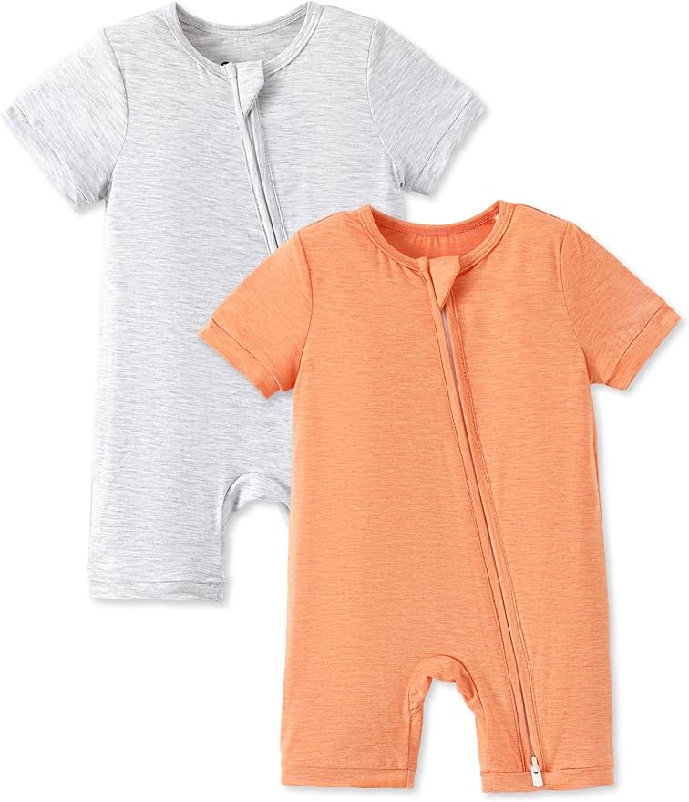 PATPAT Baby Boy and Girl Bamboo Viscose 2-Pack Romper | 2-Way Zipper, Soft and by PATPAT