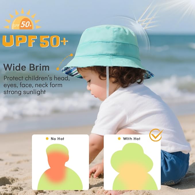 Durio UPF 50+ Baby Sun Hat Wide Brim Toddler Bucket Hats - Image 2